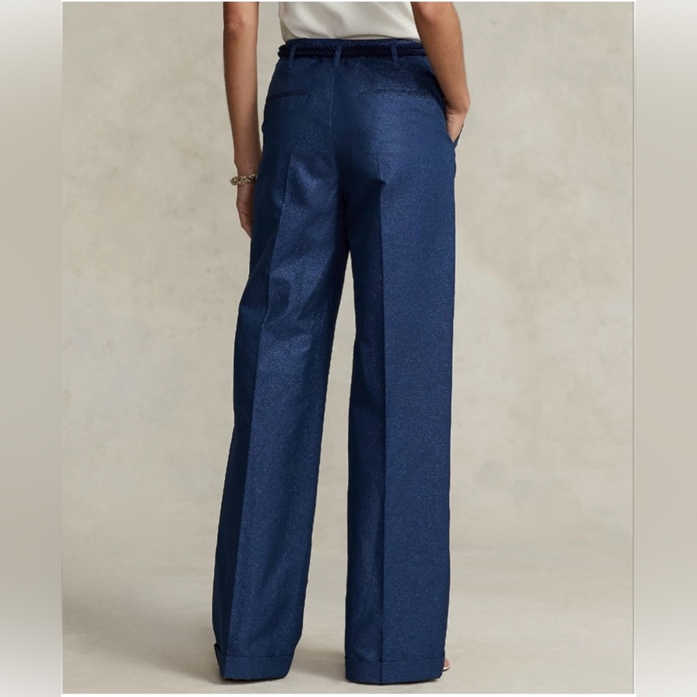 Polo Ralph Lauren Navy Blue Lurex High
Waist Wide Leg Pants 2 - NWT - Picture 4 of 8
